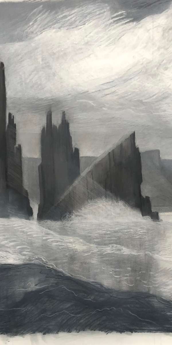 large white cloud sea cliffs