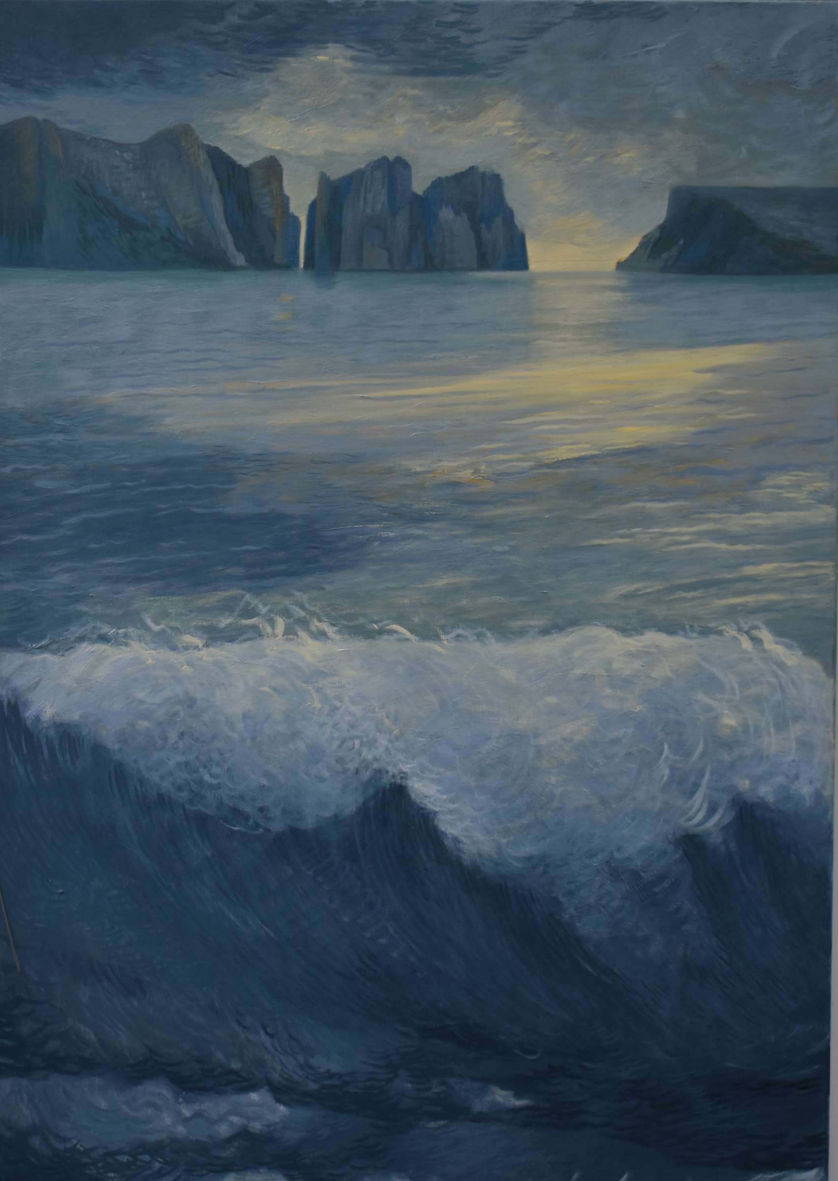 yellow and  grey morning Bruny island wave