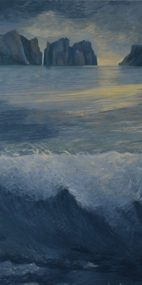 yellow and  grey morning Bruny island wave