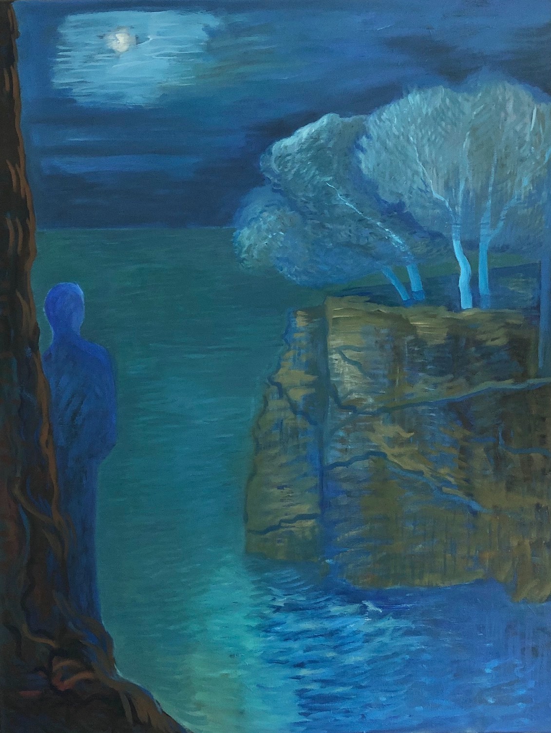 sea night moon figure